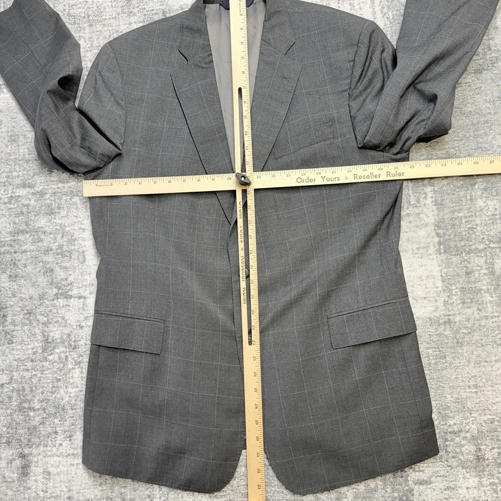 Brooks Brothers Blazer‎ Mens 44R Charcoal Gray Windowpane Regent Tollegno Wool